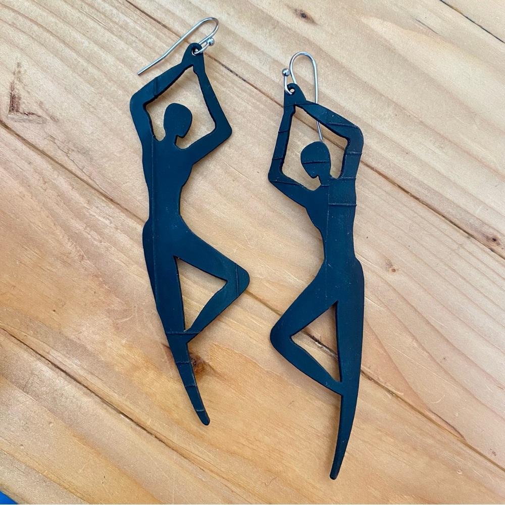 Tree Pose Yoga Earrings Rubber